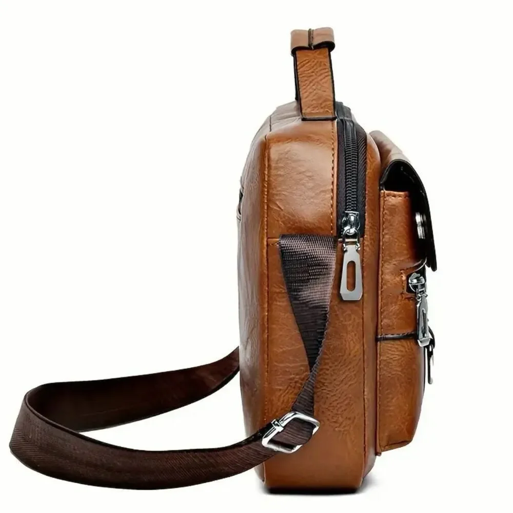 NWT CarlKimu Vintage Camel Tan Shoulder Spacious Multi-Pocket Office Travel Bag